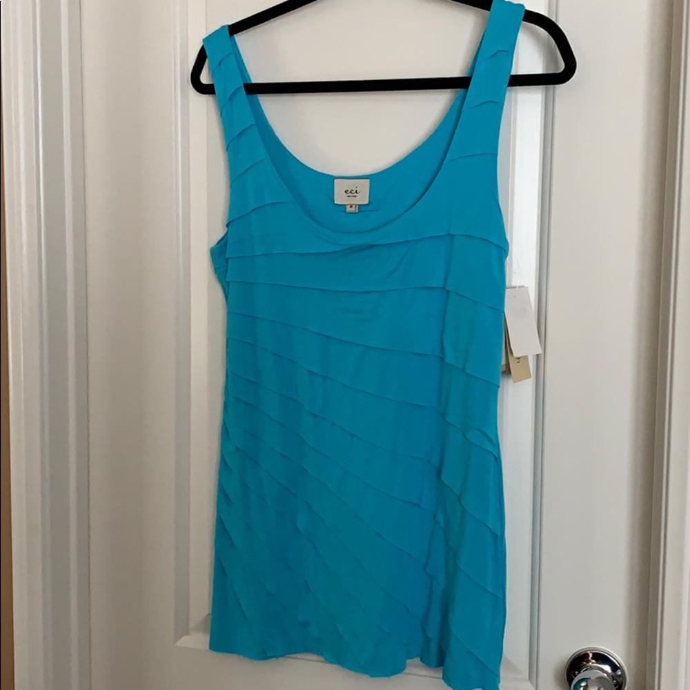 New with tags ECI size medium tank top iaqua blue.